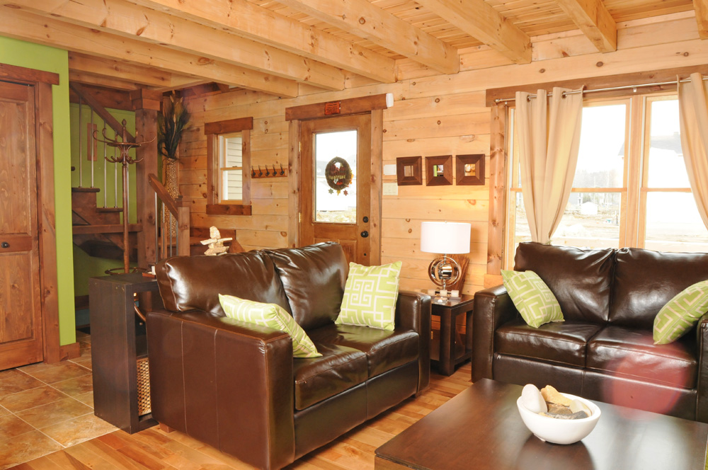 Modern Log Home Living Room